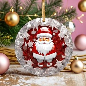 Christmas Ornament Santa Ornament Sublimation Holiday Round Ornament